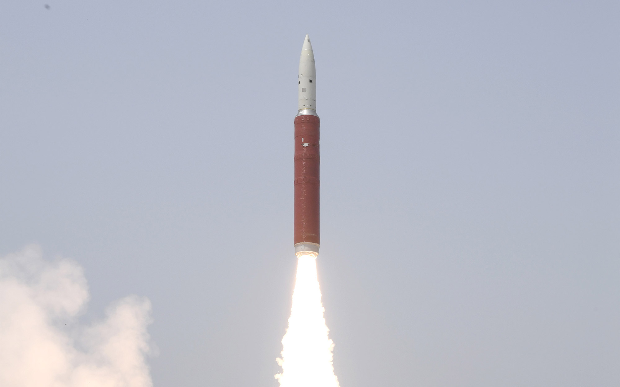 Décollage d'un missile Asat Prithvi lors d'un test antisatellite en 2019. © Press Information Bureau, Gouvernement de l'Inde